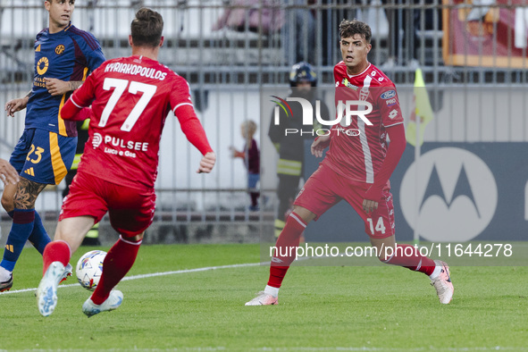 Daniel Maldini plays during the Serie A match between AC Monza and AS Roma at U-Power Stadium in Monza, Italy, on October 6, 2024. 