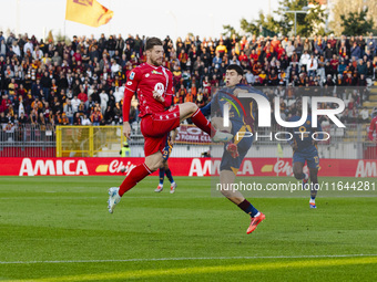 Matias Soule plays during the Serie A match between AC Monza and AS Roma at U-Power Stadium in Monza, Italy, on October 6, 2024 (