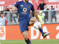 Lorenzo Pellegrini plays during the Serie A match between AC Monza and AS Roma at U-Power Stadium in Monza, Italy, on October 6, 2024 (