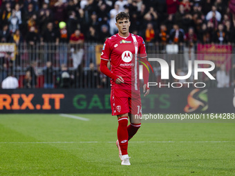 Daniel Maldini plays during the Serie A match between AC Monza and AS Roma at U-Power Stadium in Monza, Italy, on October 6, 2024. (