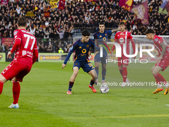 Matias Soule plays during the Serie A match between AC Monza and AS Roma at U-Power Stadium in Monza, Italy, on October 6, 2024 (