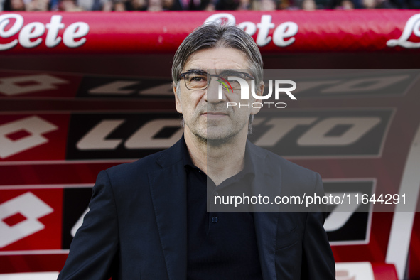 Ivan Juric participates in the Serie A match between AC Monza and AS Roma in Monza, Italy, on October 6, 2024, at U-Power Stadium. 