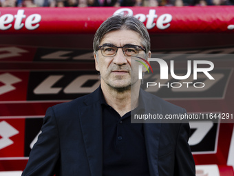 Ivan Juric participates in the Serie A match between AC Monza and AS Roma in Monza, Italy, on October 6, 2024, at U-Power Stadium. (