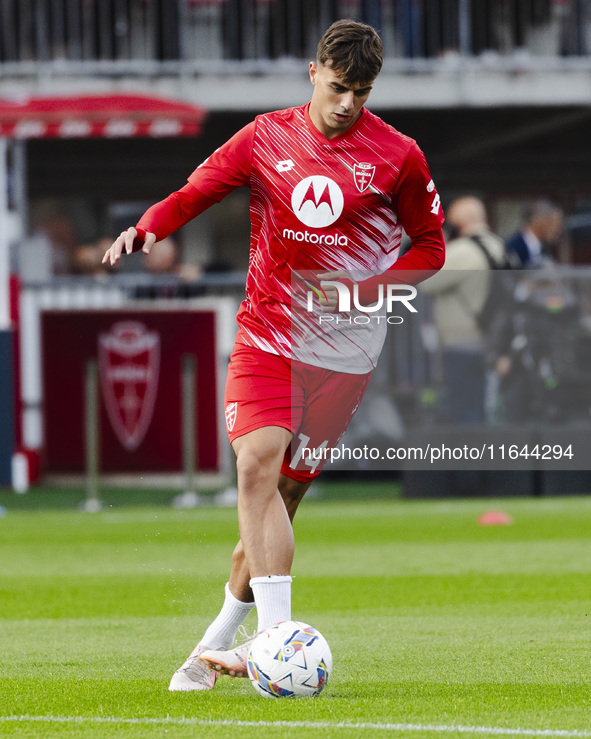 Daniel Maldini plays during the Serie A match between AC Monza and AS Roma at U-Power Stadium in Monza, Italy, on October 6, 2024. 