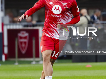 Daniel Maldini plays during the Serie A match between AC Monza and AS Roma at U-Power Stadium in Monza, Italy, on October 6, 2024. (