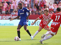 Inaki Williams and Ladislav Krejci play during the match between Girona FC and Athletic Club, corresponding to week 9 of LaLiga EA Sport, at...