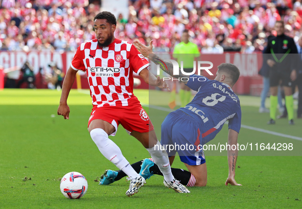 Arnaut Danjuma and Oihan Sancet play during the match between Girona FC and Athletic Club, corresponding to week 9 of LaLiga EA Sport, at th...