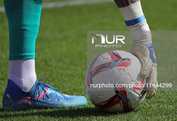 The official ball of LaLiga is used during the match between Girona FC and Athletic Club, corresponding to week 9 of LaLiga EA Sport, at the...