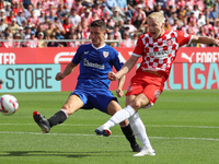 Donny van de Beek and Dani Vivian play during the match between Girona FC and Feyenoord Rotterdam, corresponding to week 2 of the League Sta...