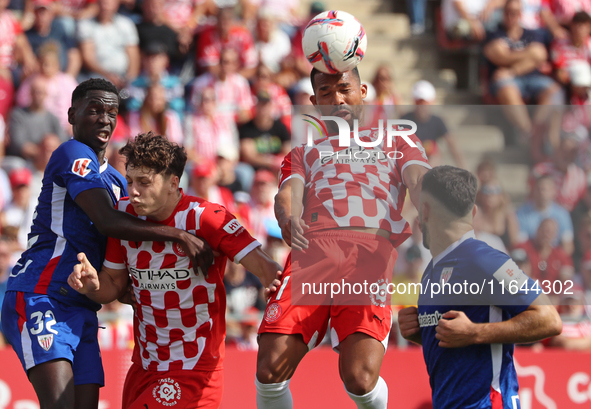 Yangel Herrera, Adama Boiro, and Ladislav Krejci play during the match between Girona FC and Athletic Club, corresponding to week 9 of LaLig...