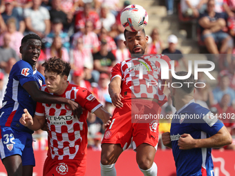 Yangel Herrera, Adama Boiro, and Ladislav Krejci play during the match between Girona FC and Athletic Club, corresponding to week 9 of LaLig...