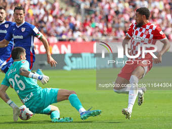 Alex Padilla and Arnaut Danjuma play during the match between Girona FC and Athletic Club, corresponding to week 9 of LaLiga EA Sport, at th...