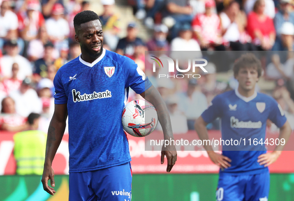 Inaki Williams plays during the match between Girona FC and Athletic Club, corresponding to week 9 of LaLiga EA Sport, at the Montilivi Stad...