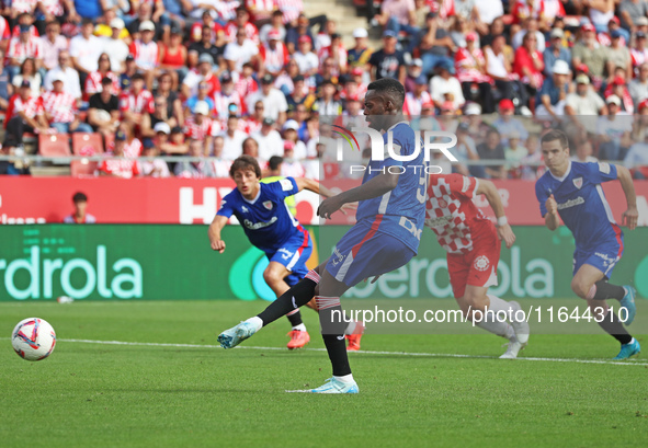 Inaki Williams misses a penalty during the match between Girona FC and Athletic Club in week 9 of LaLiga EA Sport at the Montilivi Stadium i...