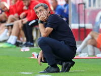 Ernesto Valverde coaches during the match between Girona FC and Athletic Club, corresponding to week 9 of LaLiga EA Sport, at the Montilivi...