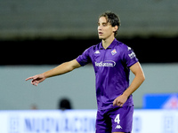 Edoardo Bove of ACF Fiorentina gestures during the Serie A Enilive match between ACF Fiorentina and AC Milan at Stadio Artemio Franchi on Oc...