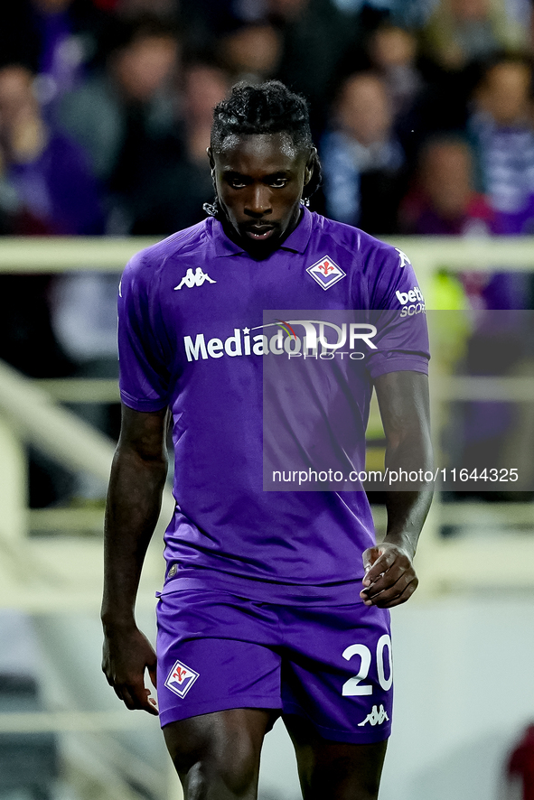 Moise Kean of ACF Fiorentina looks dejected during the Serie A Enilive match between ACF Fiorentina and AC Milan at Stadio Artemio Franchi o...