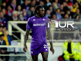 Moise Kean of ACF Fiorentina looks on during the Serie A Enilive match between ACF Fiorentina and AC Milan at Stadio Artemio Franchi on Octo...