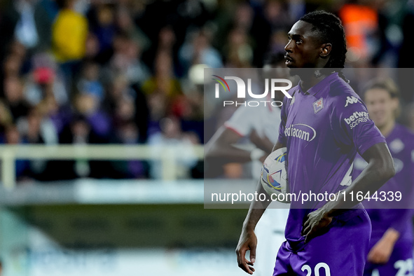 Moise Kean of ACF Fiorentina seems focused during the Serie A Enilive match between ACF Fiorentina and AC Milan at Stadio Artemio Franchi on...