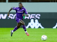 Moise Kean of ACF Fiorentina in action during the Serie A Enilive match between ACF Fiorentina and AC Milan at Stadio Artemio Franchi on Oct...