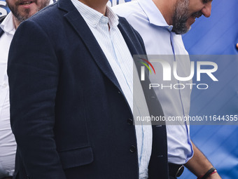 Italian Deputy Prime Minister and Lega political party leader Matteo Salvini and Hungarian Prime Minister and leader of Fidesz Viktor Orban...