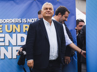 Italian Deputy Prime Minister and Lega political party leader Matteo Salvini and Hungarian Prime Minister and leader of Fidesz Viktor Orban...