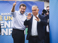 Italian Deputy Prime Minister and Lega political party leader Matteo Salvini and Hungarian Prime Minister and leader of Fidesz Viktor Orban...