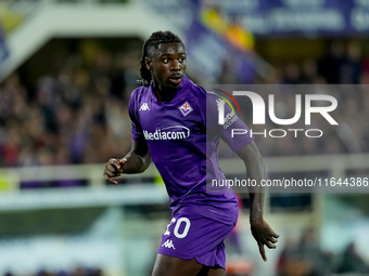 Moise Kean of ACF Fiorentina looks on during the Serie A Enilive match between ACF Fiorentina and AC Milan at Stadio Artemio Franchi on Octo...