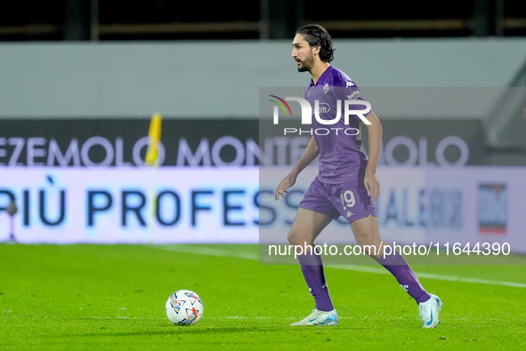 Yacine Adly of ACF Fiorentina in action during the Serie A Enilive match between ACF Fiorentina and AC Milan at Stadio Artemio Franchi on Oc...