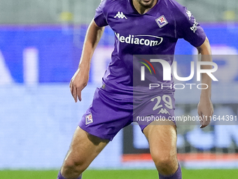 Yacine Adly of ACF Fiorentina in action during the Serie A Enilive match between ACF Fiorentina and AC Milan at Stadio Artemio Franchi on Oc...