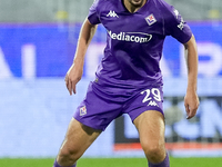 Yacine Adly of ACF Fiorentina in action during the Serie A Enilive match between ACF Fiorentina and AC Milan at Stadio Artemio Franchi on Oc...