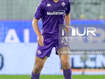 Yacine Adly of ACF Fiorentina in action during the Serie A Enilive match between ACF Fiorentina and AC Milan at Stadio Artemio Franchi on Oc...