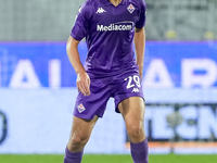 Yacine Adly of ACF Fiorentina in action during the Serie A Enilive match between ACF Fiorentina and AC Milan at Stadio Artemio Franchi on Oc...