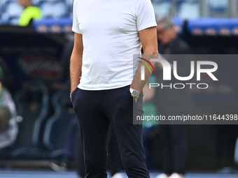 Marco Baroni coaches S.S. Lazio during the 7th day of the Serie A Championship between S.S. Lazio and Empoli F.C. at the Olympic Stadium in...