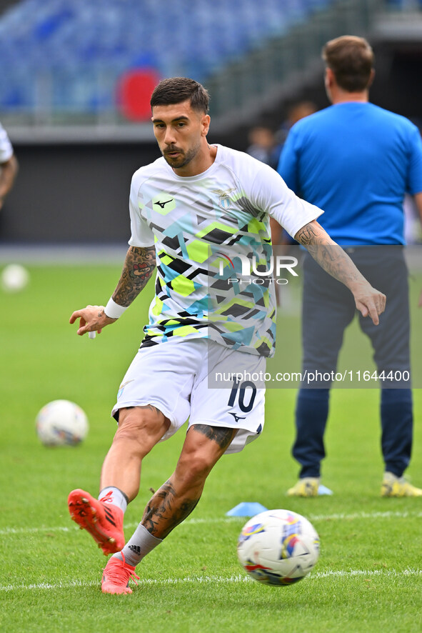 Mattia Zaccagni of S.S. Lazio participates in the 7th day of the Serie A Championship between S.S. Lazio and Empoli F.C. at the Olympic Stad...