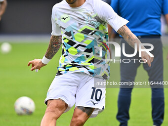 Mattia Zaccagni of S.S. Lazio participates in the 7th day of the Serie A Championship between S.S. Lazio and Empoli F.C. at the Olympic Stad...