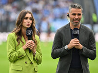 Barbara Cirillo and Valon Behrami of DAZN are present during the 7th day of the Serie A Championship between S.S. Lazio and Empoli F.C. at t...