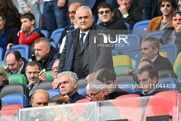 Claudio Lotito is the president of S.S. Lazio during the 7th day of the Serie A Championship between S.S. Lazio and Empoli F.C. at the Olymp...