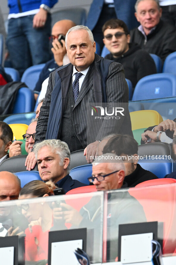 Claudio Lotito is the president of S.S. Lazio during the 7th day of the Serie A Championship between S.S. Lazio and Empoli F.C. at the Olymp...