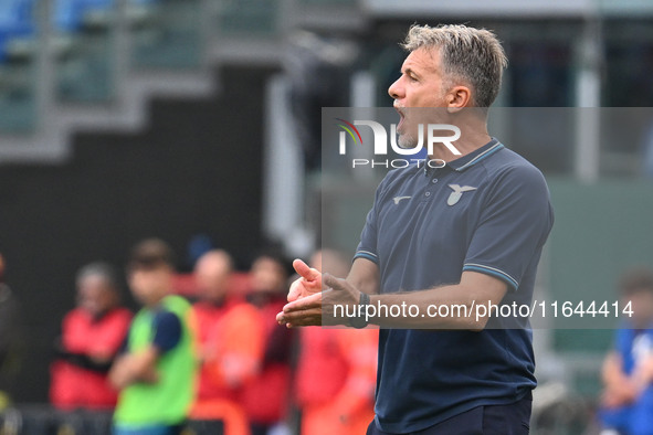 Marco Baroni coaches S.S. Lazio during the 7th day of the Serie A Championship between S.S. Lazio and Empoli F.C. at the Olympic Stadium in...