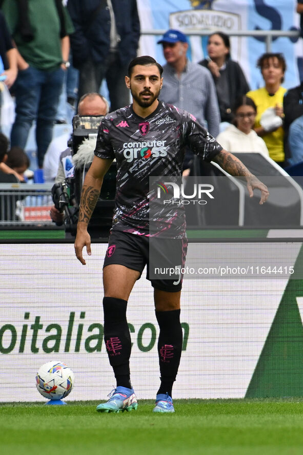 Giuseppe Pezzella of Empoli F.C. is in action during the 7th day of the Serie A Championship between S.S. Lazio and Empoli F.C. at the Olymp...