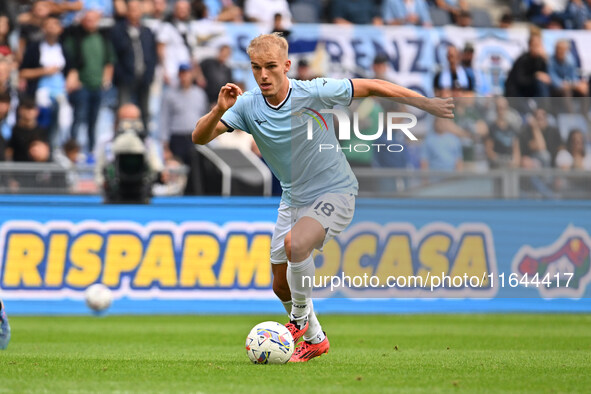 Gustav Isaksen of S.S. Lazio is in action during the 7th day of the Serie A Championship between S.S. Lazio and Empoli F.C. at the Olympic S...