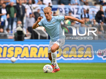 Gustav Isaksen of S.S. Lazio is in action during the 7th day of the Serie A Championship between S.S. Lazio and Empoli F.C. at the Olympic S...