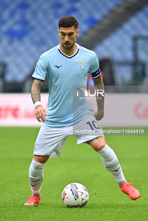 Mattia Zaccagni of S.S. Lazio is in action during the 7th day of the Serie A Championship between S.S. Lazio and Empoli F.C. at the Olympic...