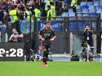 Sebastiano Esposito of Empoli F.C. celebrates after scoring the goal of 0-1 during the 7th day of the Serie A Championship between S.S. Lazi...