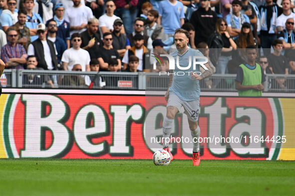 Manuel Lazzari of S.S. Lazio is in action during the 7th day of the Serie A Championship between S.S. Lazio and Empoli F.C. at the Olympic S...