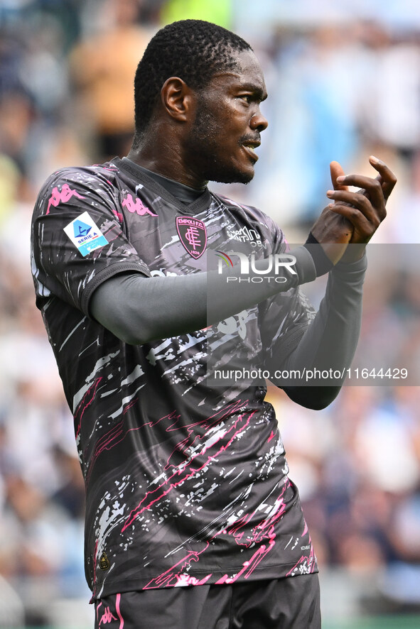 Emmanuel Gyasi of Empoli F.C. participates in the 7th day of the Serie A Championship between S.S. Lazio and Empoli F.C. at the Olympic Stad...