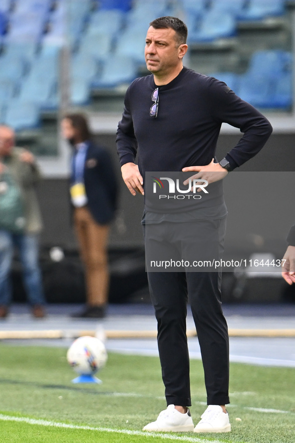 Roberto D'Aversa coaches Empoli F.C. during the 7th day of the Serie A Championship between S.S. Lazio and Empoli F.C. at the Olympic Stadiu...