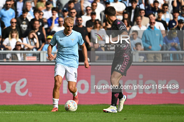 Gustav Isaksen of S.S. Lazio and Mattia Viti of Empoli F.C. are in action during the 7th day of the Serie A Championship between S.S. Lazio...