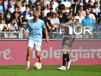 Gustav Isaksen of S.S. Lazio and Mattia Viti of Empoli F.C. are in action during the 7th day of the Serie A Championship between S.S. Lazio...